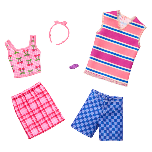 Barbie Clothes, Fashion & Accessory Pack With Cherry-inspired Outfits For Barbie & Ken Dolls